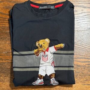 Hudson Black Graphic Tee with Bear Design
